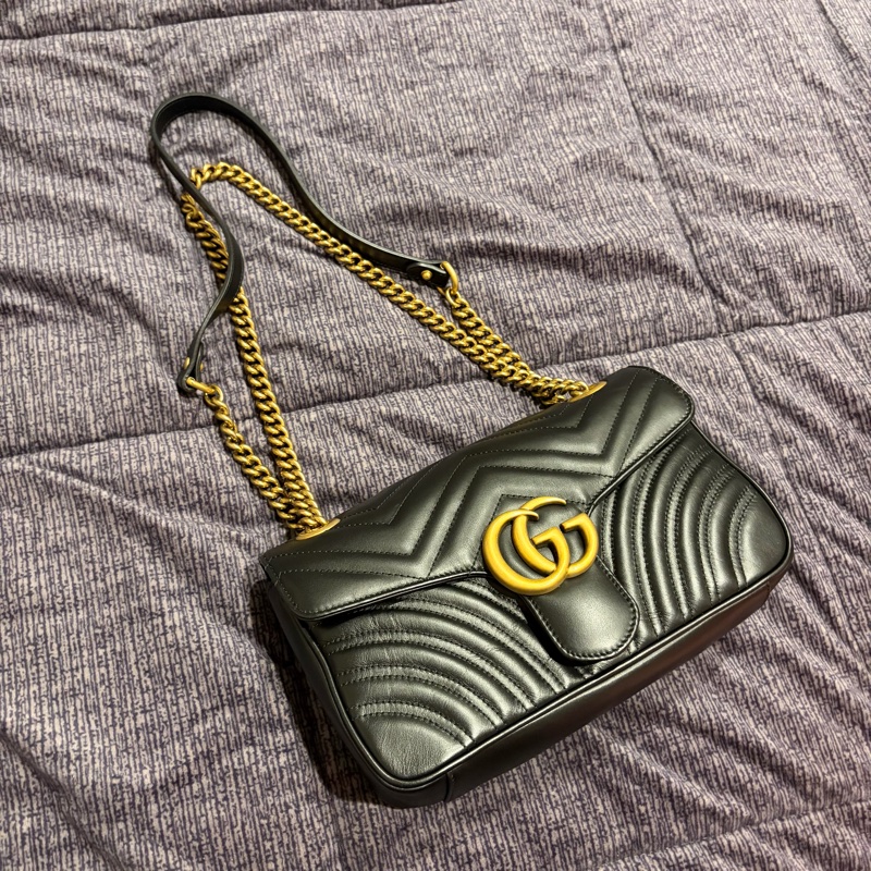 Gucci GG Marmont 26cm S號 小號 掀蓋式皮革鏈包 古馳馬夢包 GG馬蒙 掀蓋馬夢-1