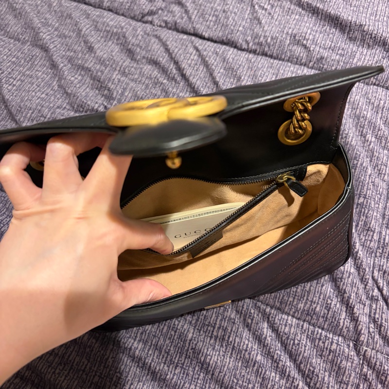 Gucci GG Marmont 26cm S號 小號 掀蓋式皮革鏈包 古馳馬夢包 GG馬蒙 掀蓋馬夢-19