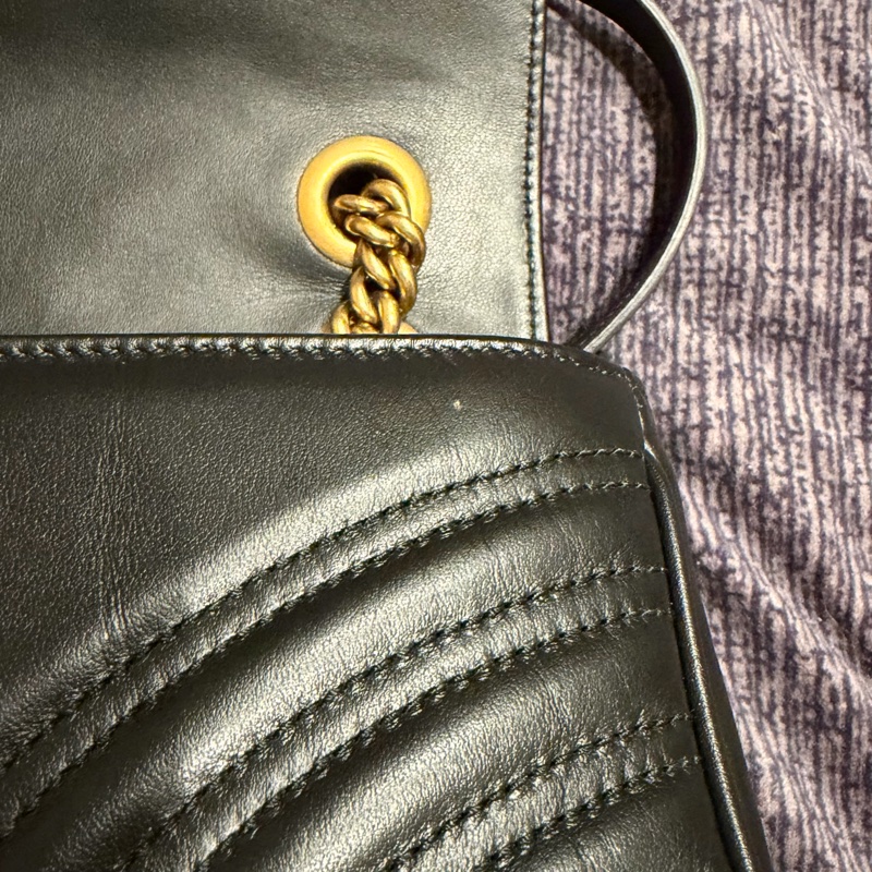 Gucci GG Marmont 26cm S號 小號 掀蓋式皮革鏈包 古馳馬夢包 GG馬蒙 掀蓋馬夢-24