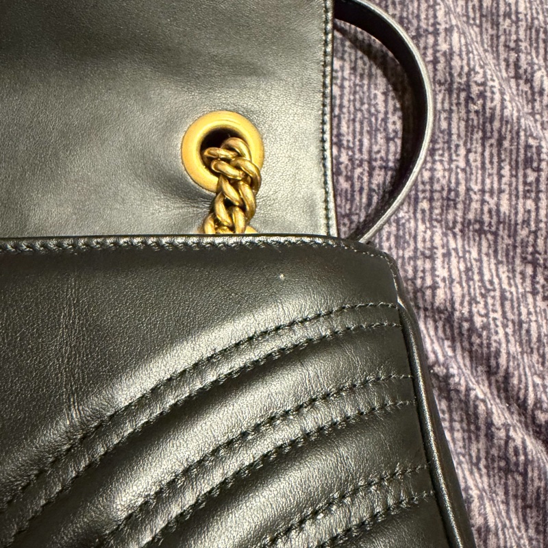 Gucci GG Marmont 26cm S號 小號 掀蓋式皮革鏈包 古馳馬夢包 GG馬蒙 掀蓋馬夢-25