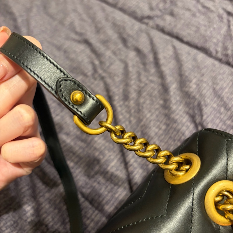 Gucci GG Marmont 26cm S號 小號 掀蓋式皮革鏈包 古馳馬夢包 GG馬蒙 掀蓋馬夢-29
