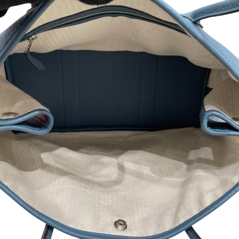 HERMES 愛馬仕 GARDEN PARTY 36 花園托特包 TOGO皮 藍色系 銀釦-12