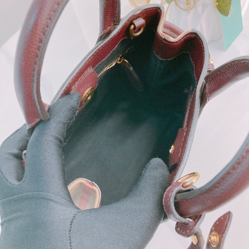 MS0571 Burberry 博柏利 手提 斜背 酒紅色 金扣 The Banner House Small Tote Shoulder Bag Burgundy x GHW-11