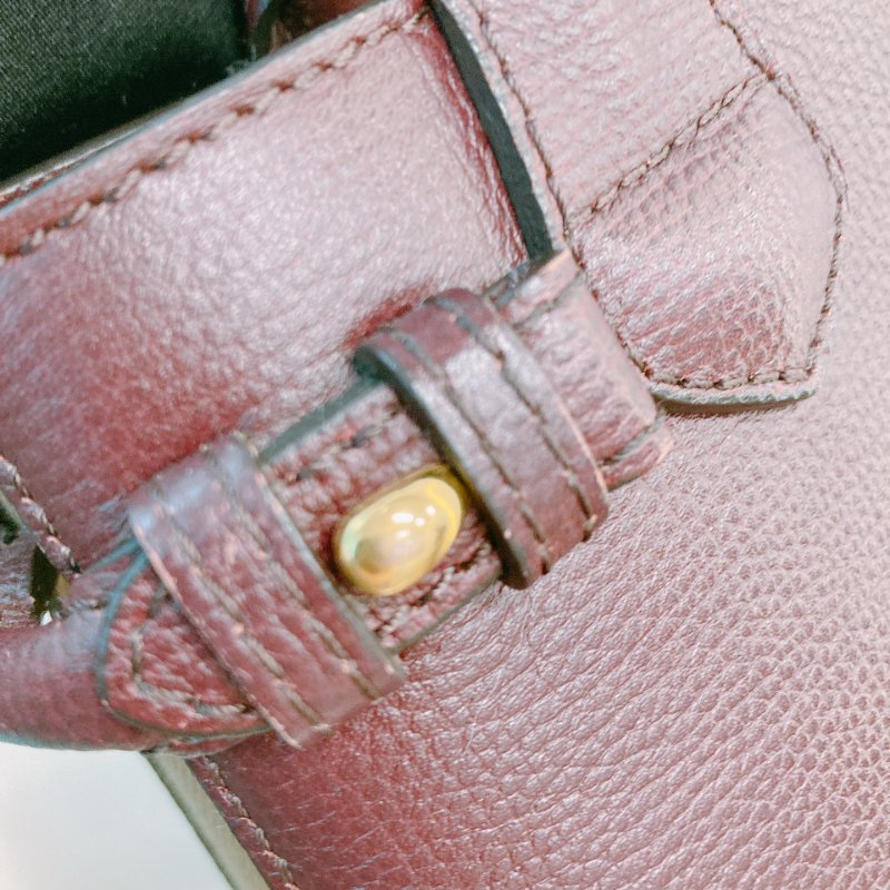 MS0571 Burberry 博柏利 手提 斜背 酒紅色 金扣 The Banner House Small Tote Shoulder Bag Burgundy x GHW-21