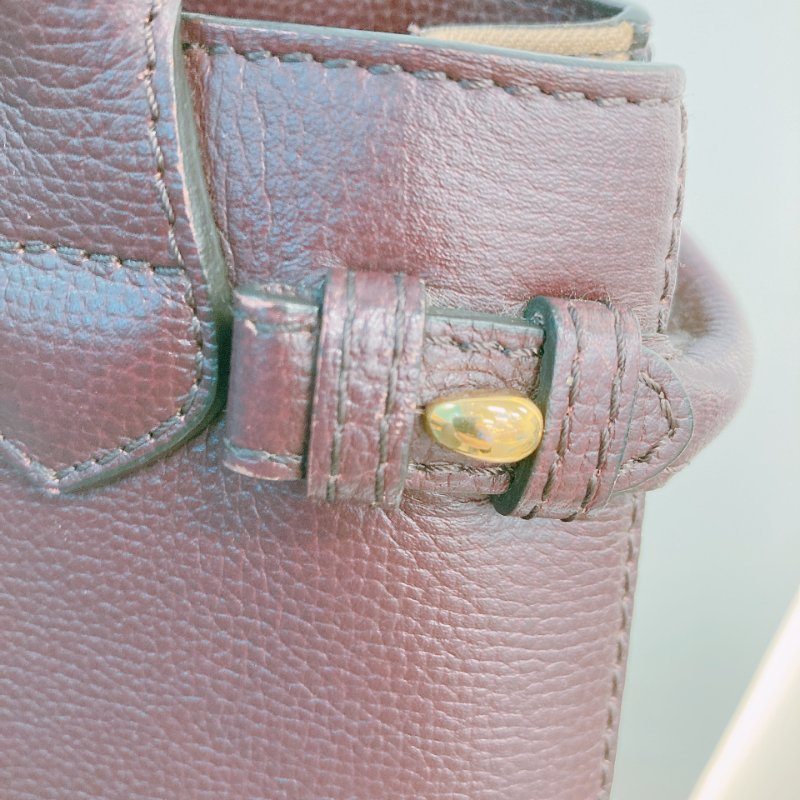 MS0571 Burberry 博柏利 手提 斜背 酒紅色 金扣 The Banner House Small Tote Shoulder Bag Burgundy x GHW-22