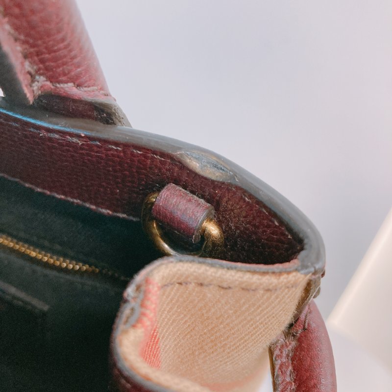 MS0571 Burberry 博柏利 手提 斜背 酒紅色 金扣 The Banner House Small Tote Shoulder Bag Burgundy x GHW-23