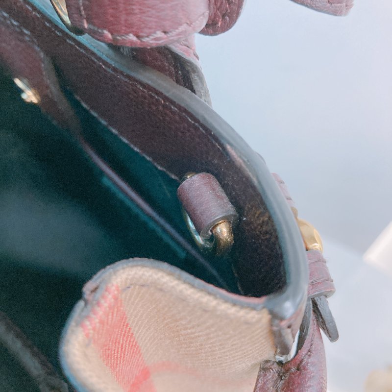 MS0571 Burberry 博柏利 手提 斜背 酒紅色 金扣 The Banner House Small Tote Shoulder Bag Burgundy x GHW-24