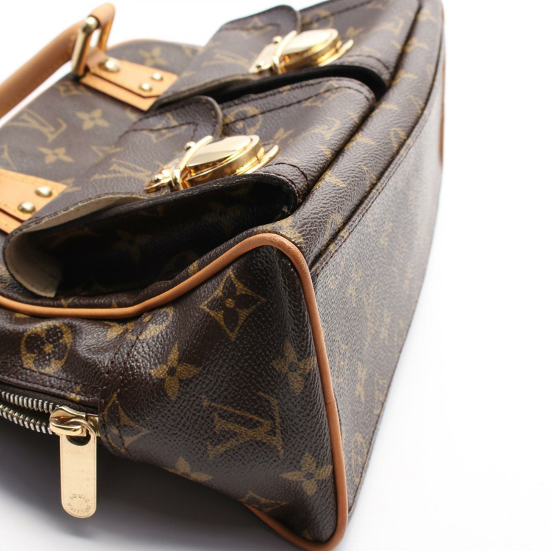 棕色 原花帆布 Manhattan PM 手提包【LOUIS VUITTON LV 路易威登】 M40026-5