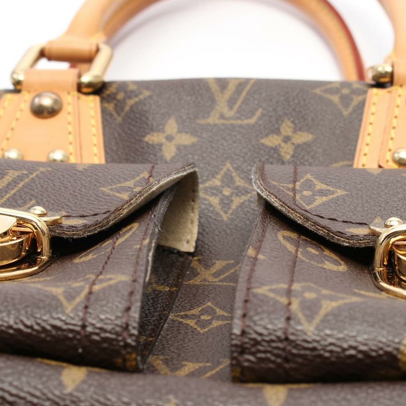 棕色 原花帆布 Manhattan PM 手提包【LOUIS VUITTON LV 路易威登】 M40026-9