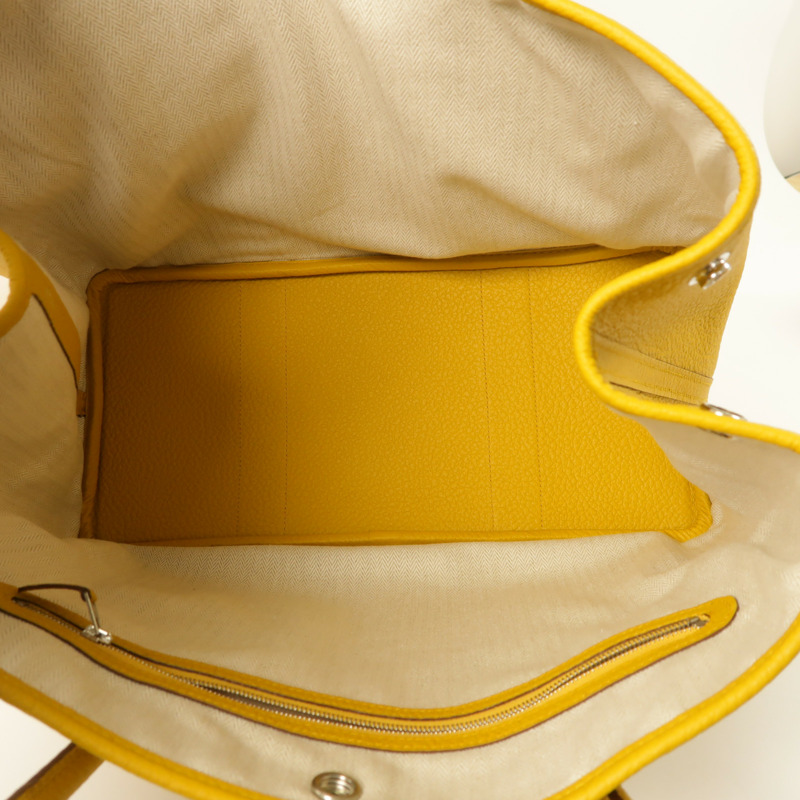 HERMES Negonda皮革Garden Party PM銀扣手挽袋Jaune Ambre-4