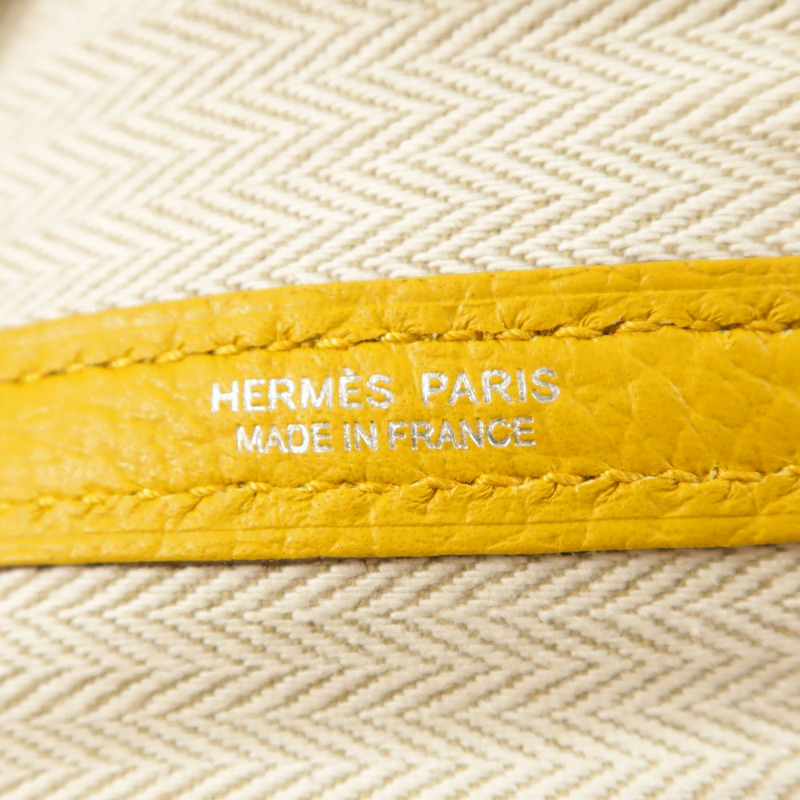 HERMES Negonda皮革Garden Party PM銀扣手挽袋Jaune Ambre-6