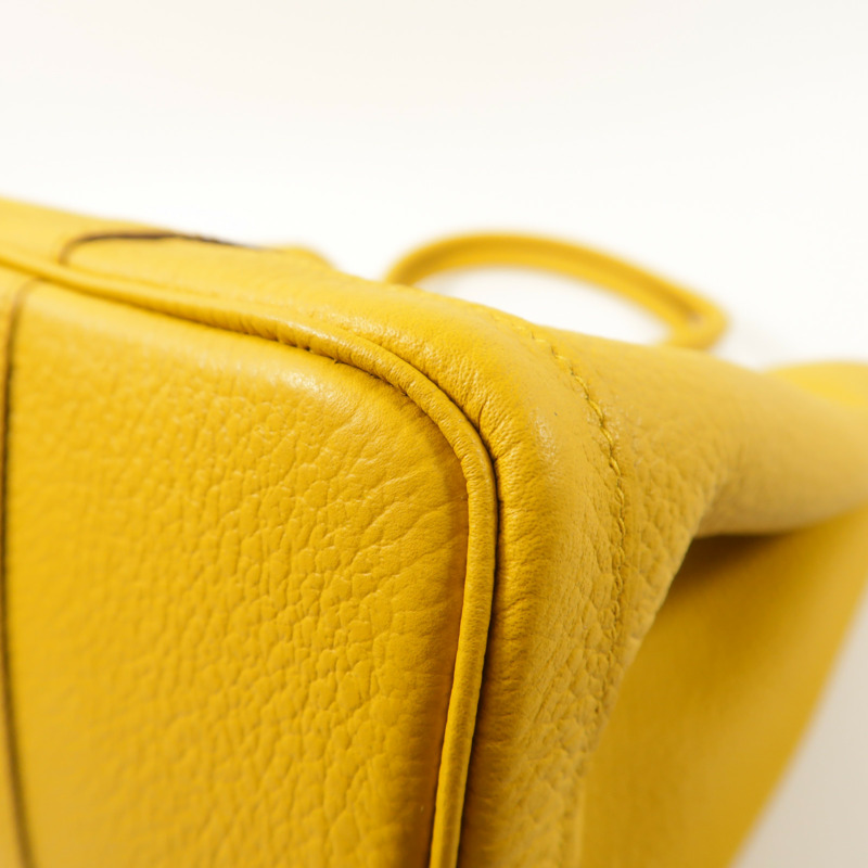 HERMES Negonda皮革Garden Party PM銀扣手挽袋Jaune Ambre-9