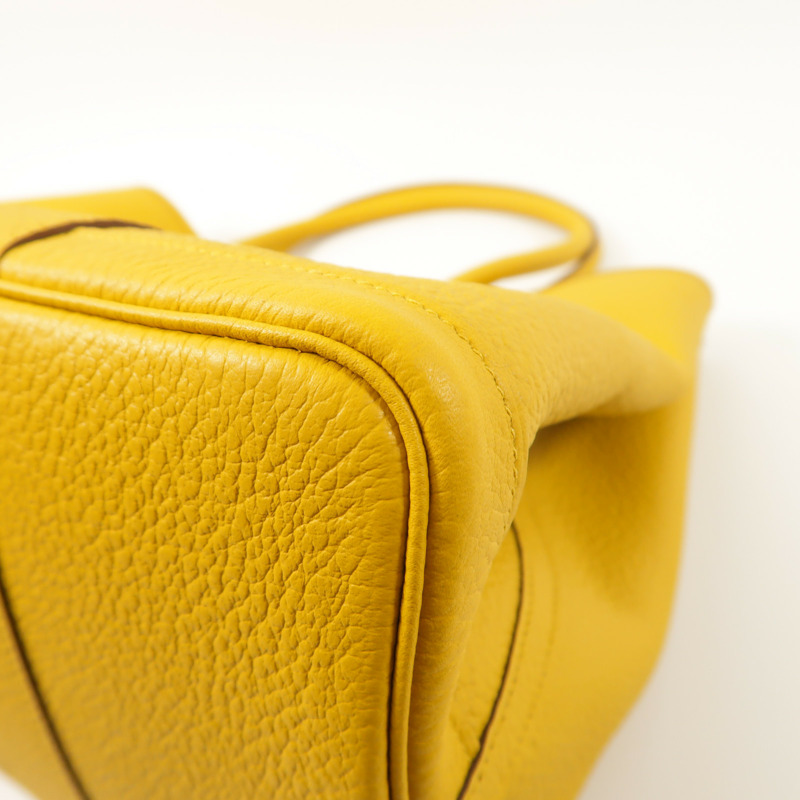HERMES Negonda皮革Garden Party PM銀扣手挽袋Jaune Ambre-11