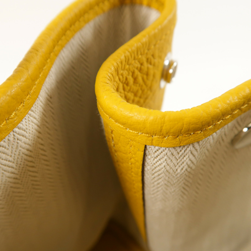 HERMES Negonda皮革Garden Party PM銀扣手挽袋Jaune Ambre-14