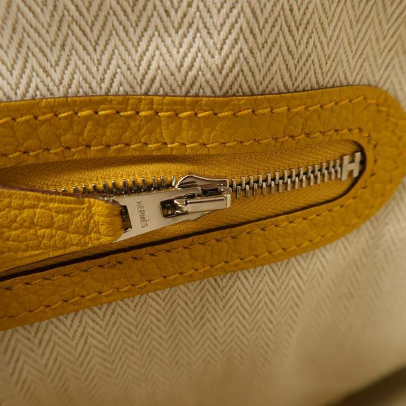 HERMES Negonda皮革Garden Party PM銀扣手挽袋Jaune Ambre-16
