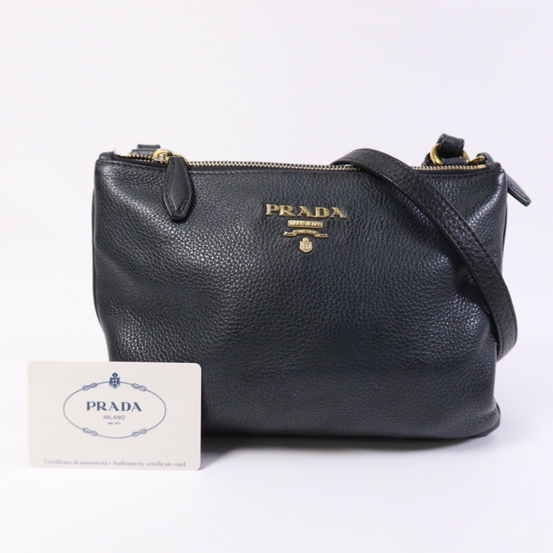 PRADA 牛皮皮革Shoulder Bag金扣肩背袋-9