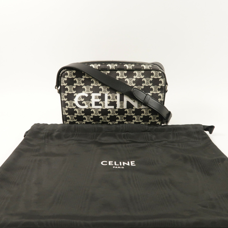 CELINE 塗層帆布Shoulder Bag銀扣肩背袋-7