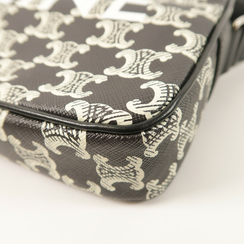 CELINE 塗層帆布Shoulder Bag銀扣肩背袋-8