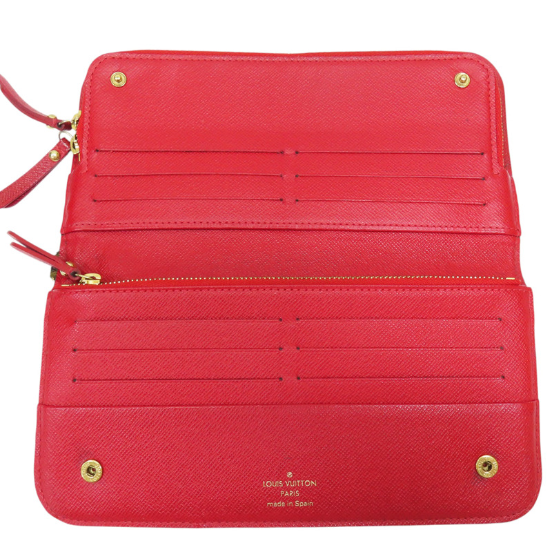 棕色/紅色 原花 帆布 Insolite 扣式長夾 M61989-4