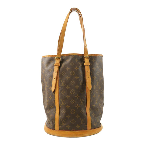 LOUIS VUITTON Monogram Bucket GM金扣手挽袋棕色