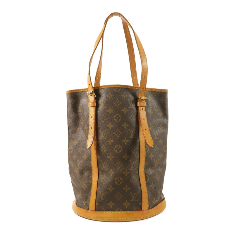 LOUIS VUITTON Monogram Bucket GM金扣手挽袋棕色-1