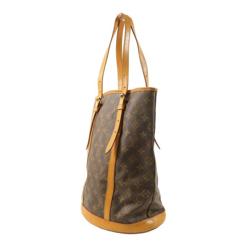 LOUIS VUITTON Monogram Bucket GM金扣手挽袋棕色-2