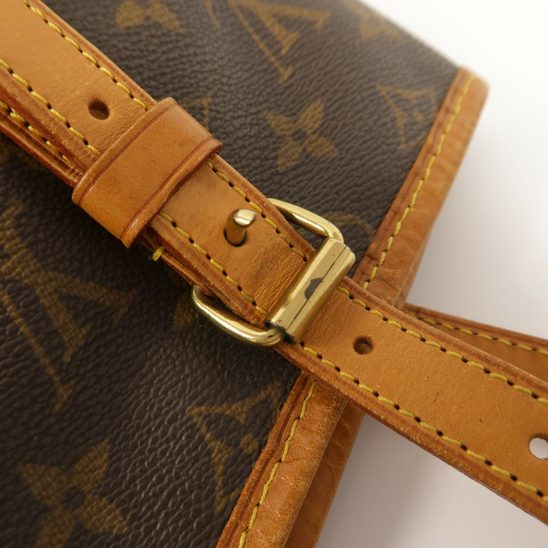 LOUIS VUITTON Monogram Bucket GM金扣手挽袋棕色-13