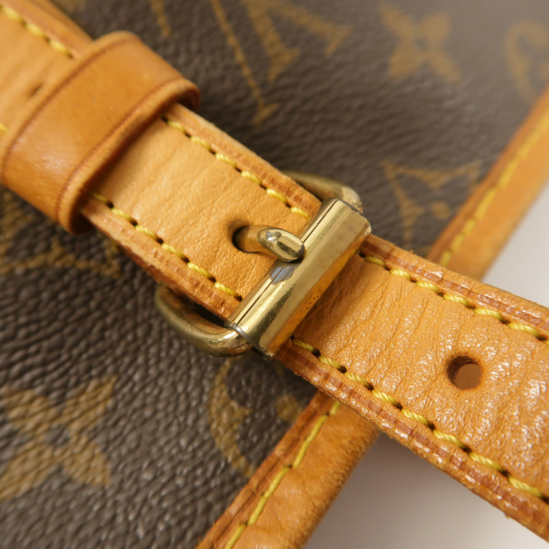 LOUIS VUITTON Monogram Bucket GM金扣手挽袋棕色-14