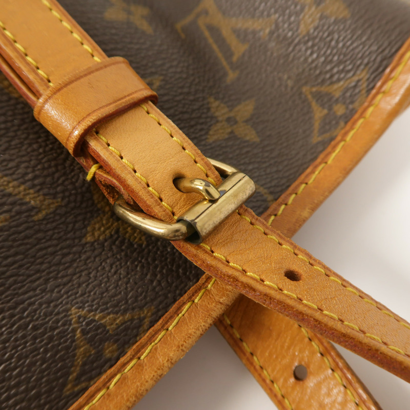 LOUIS VUITTON Monogram Bucket GM金扣手挽袋棕色-15