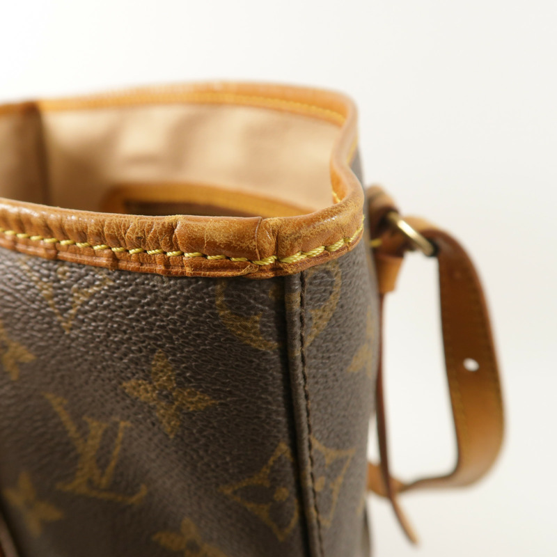 LOUIS VUITTON Monogram Bucket GM金扣手挽袋棕色-16