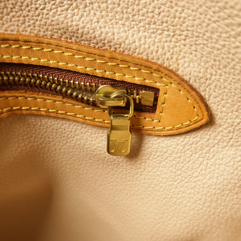 LOUIS VUITTON Monogram Bucket GM金扣手挽袋棕色-17