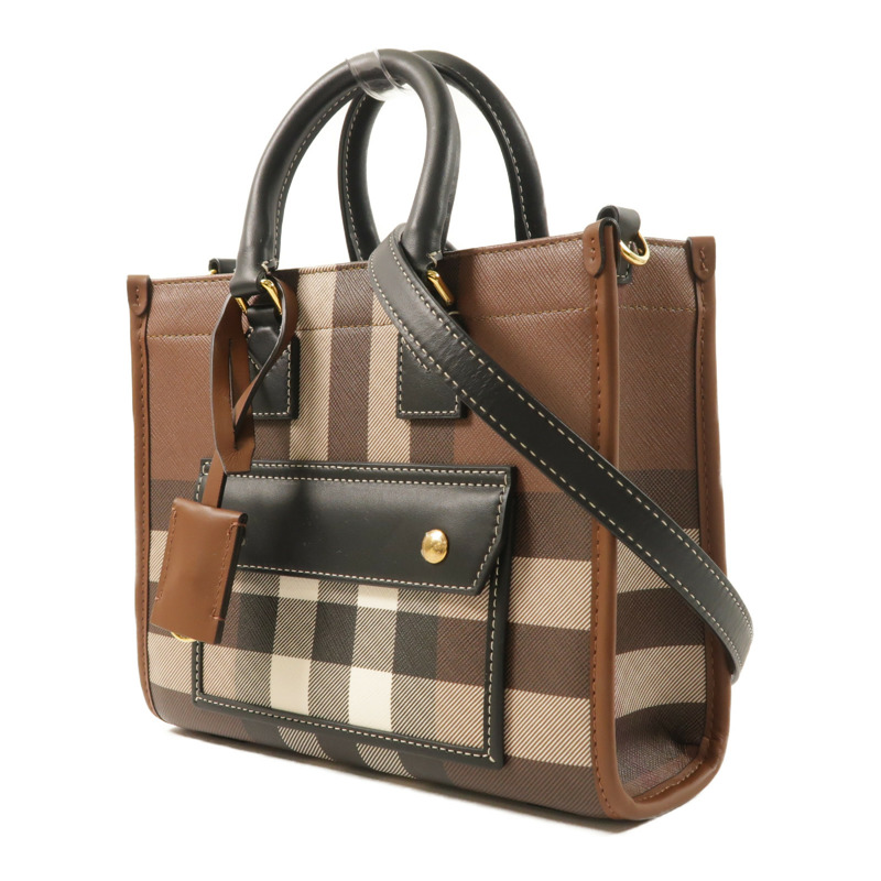 BURBERRY 塗層帆布Mini Freya Tote金扣手挽肩背兩用袋-2