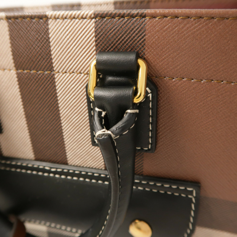 BURBERRY 塗層帆布Mini Freya Tote金扣手挽肩背兩用袋-16