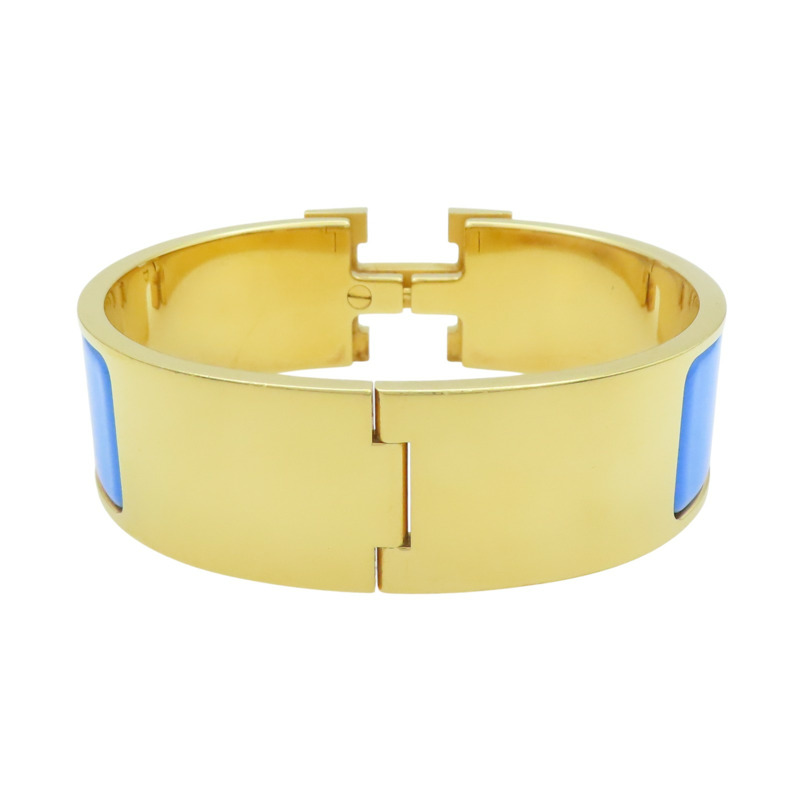 天堂藍琺瑯 金色鍍金 Clic Clac H 寬版 手環 【HERMES 愛馬仕】H300001F H300001F-1