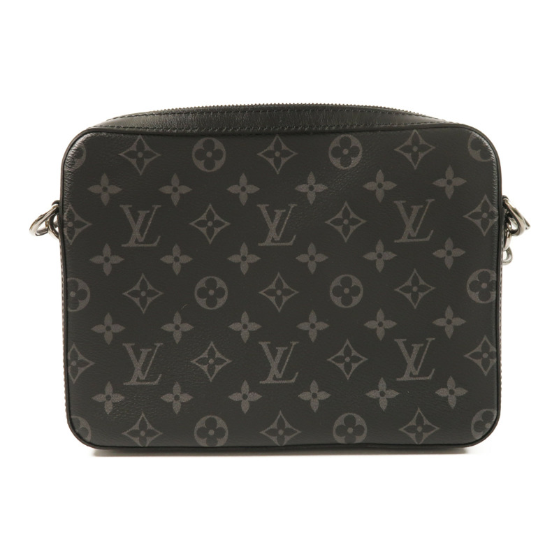 LOUIS VUITTON Monogram Eclipse Reverse Trio Messenger銀扣肩背袋灰色-1