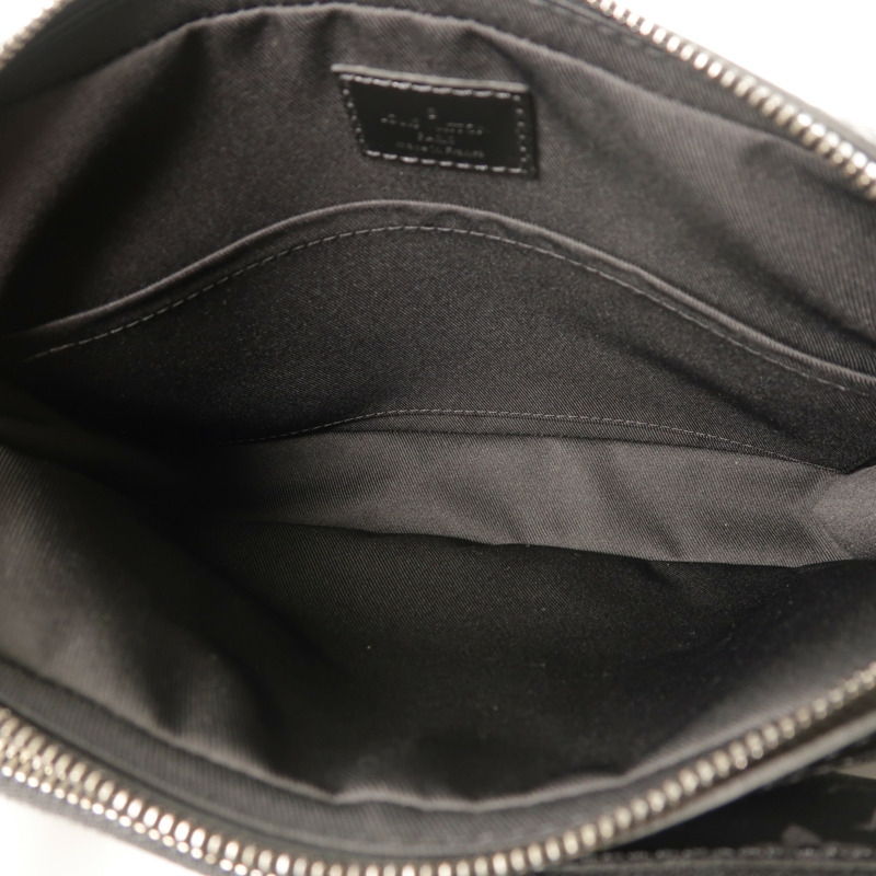 LOUIS VUITTON Monogram Eclipse Reverse Trio Messenger銀扣肩背袋灰色-4