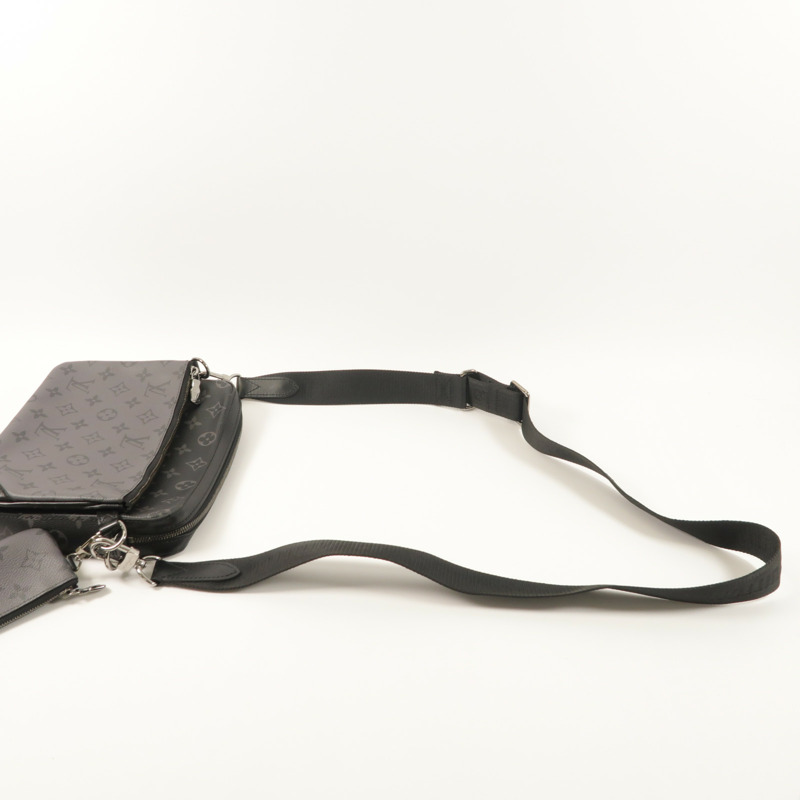 LOUIS VUITTON Monogram Eclipse Reverse Trio Messenger銀扣肩背袋灰色-8