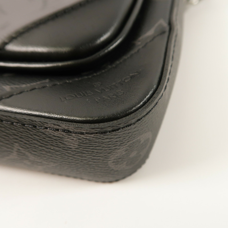 LOUIS VUITTON Monogram Eclipse Reverse Trio Messenger銀扣肩背袋灰色-10