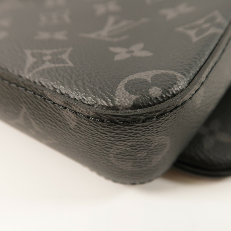 LOUIS VUITTON Monogram Eclipse Reverse Trio Messenger銀扣肩背袋灰色-12