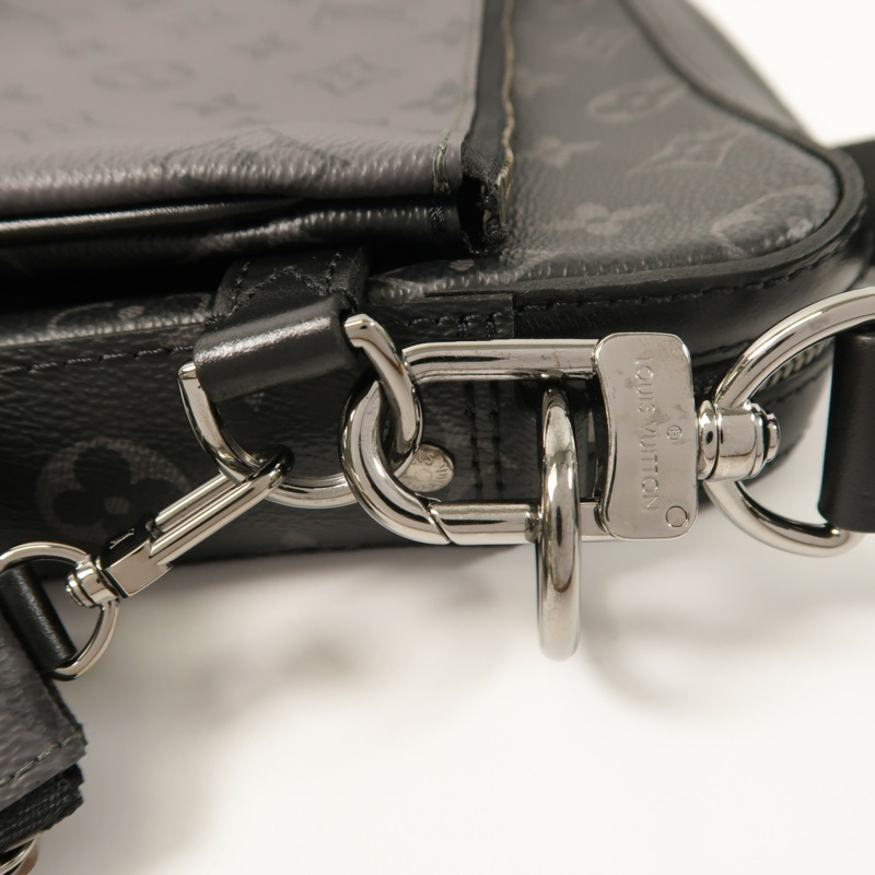 LOUIS VUITTON Monogram Eclipse Reverse Trio Messenger銀扣肩背袋灰色-18