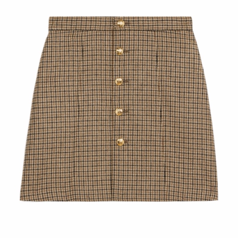 Celine 女士 格紋紐扣半身裙FR-34 FR-36碼-3