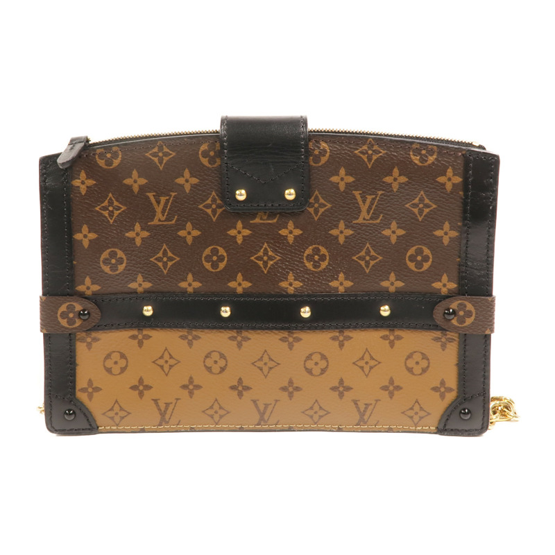 LOUIS VUITTON Monogram Reverse Trunk Clutch金扣鏈帶肩背袋-1