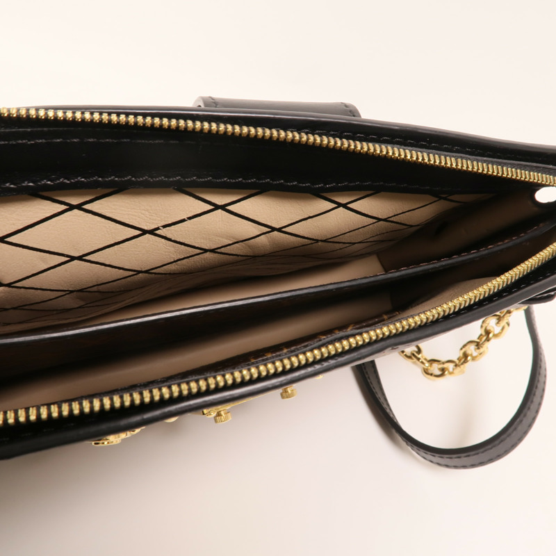 LOUIS VUITTON Monogram Reverse Trunk Clutch金扣鏈帶肩背袋-4