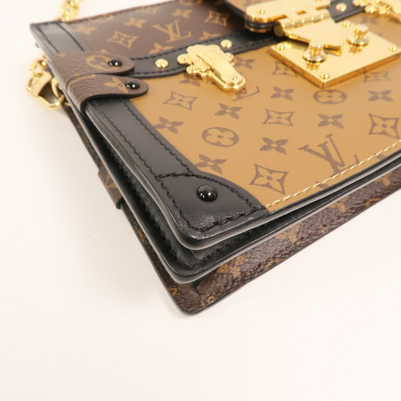 LOUIS VUITTON Monogram Reverse Trunk Clutch金扣鏈帶肩背袋-9