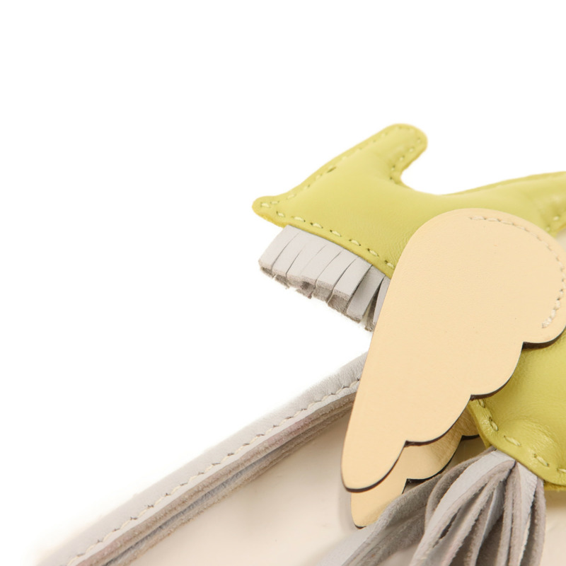 HERMES Milo/Swift皮革Rodeo Pegase PM掛飾Jaune Bourgeon/Bleu Brume-3