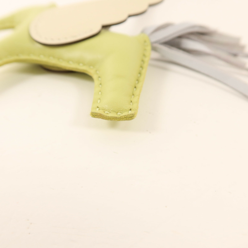 HERMES Milo/Swift皮革Rodeo Pegase PM掛飾Jaune Bourgeon/Bleu Brume-7