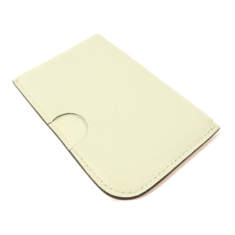 HERMES Chevre皮革Poisson卡片套Orange Poppy/Aqua-3