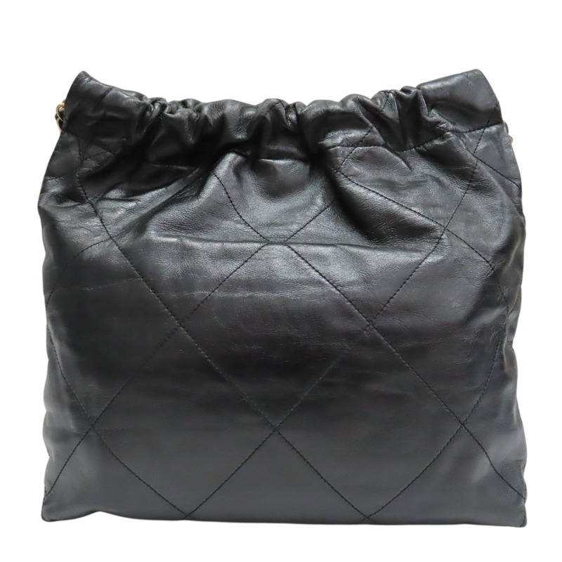 黑色 菱格紋 牛皮 Chanel 22 Hobo 肩背包【CHANEL 香奈兒】 AS3260-1