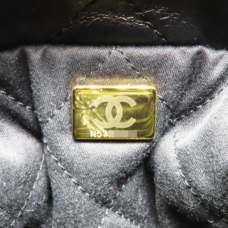 黑色 菱格紋 牛皮 Chanel 22 Hobo 肩背包【CHANEL 香奈兒】 AS3260-8