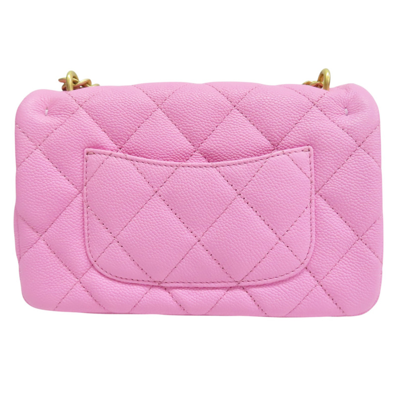 粉色 菱格紋 荔枝紋 Sweetheart 鏈帶肩背包 金釦【CHANEL 香奈兒】 AS3829-1